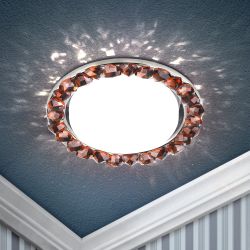 DK82 CH/TEA Светильник ЭРА под лампу Gx53, 220V,13W, хром/коричневый | Встраиваемые светильники Для ламп GX53