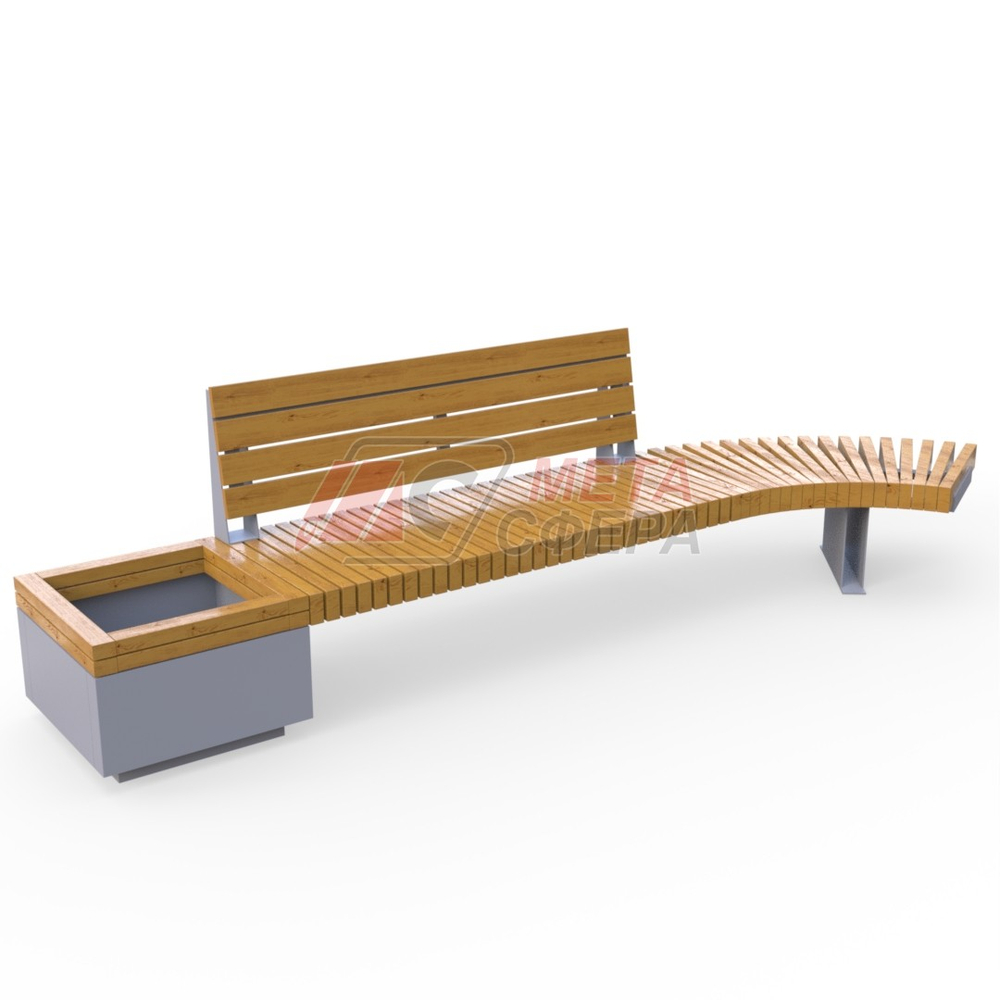 Скамейка Rail Road 03 с вазоном и поворотом