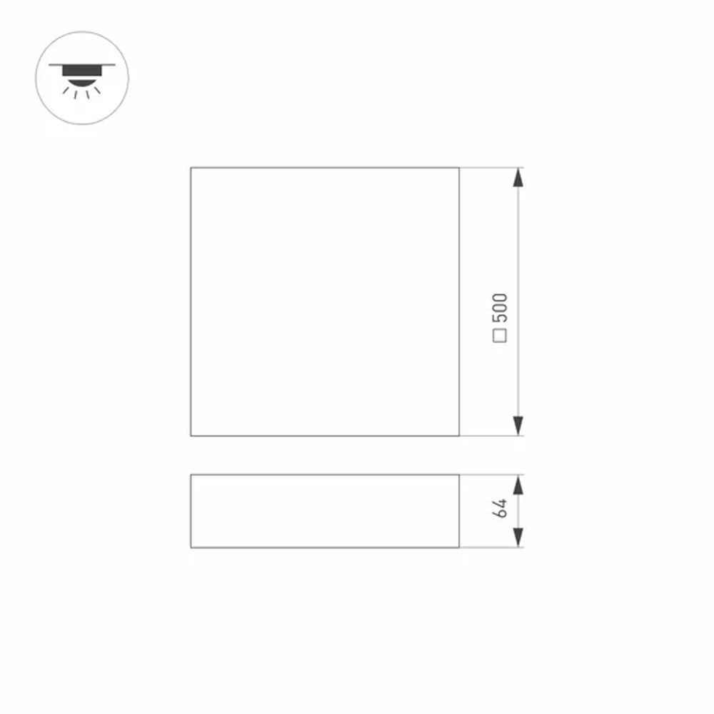 Светильник SP-QUADRO-S500x500-50W Warm3000 (BK, 120 deg, 230V) (Arlight, IP40 Металл, 3 года) 034802