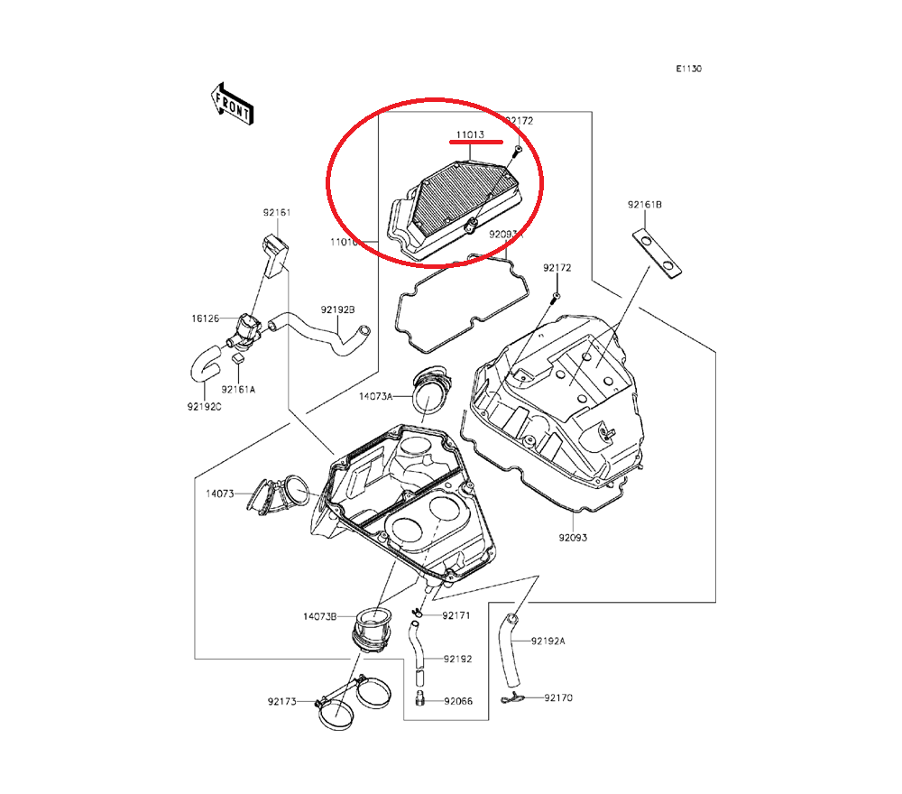 11013-0713. ELEMENT-AIR FILTER. ER650, EX650, ER400, EX400, Ninja400, Ninja650, ER6R, ER4R