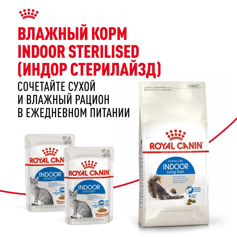 Royal Canin Indoor Long Hair Корм сухой сбалансированный для взрослых длинношерстных кошек 0,4 кг