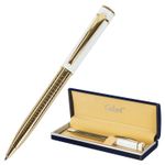 Ручка подарочная шариковая GALANT "Mont Pelerin", корпус золотистый с белым, золотистые детали, пишущий узел 0,7 мм, синяя, 141661