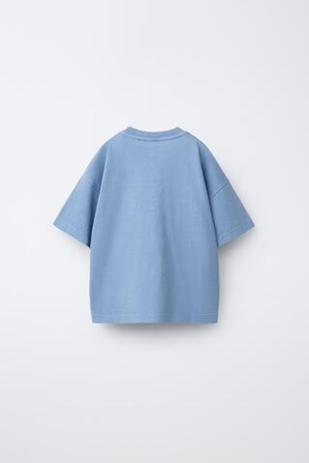 ZARA ОДНОТОННАЯ ФУТБОЛКА, ГОЛУБОЙ