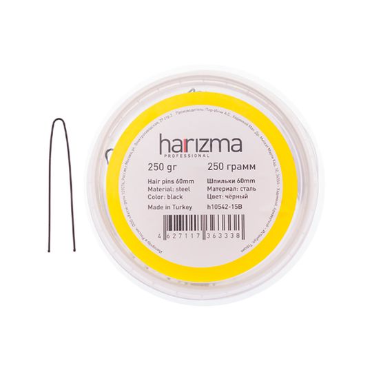 Шпильки для волос Harizma, 60 мм, прямые (h10542-15B)