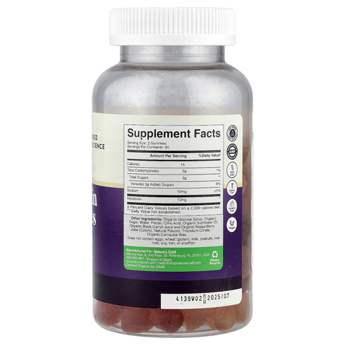 Nature's Craft, Жевательные мармеладки с мелатонином, ягодные, 120 жевательных таблеток (5 мг в 1 жевательной мармеладке)