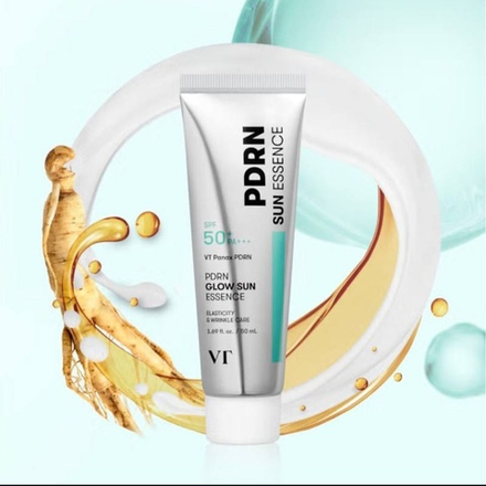 VT Лёгкая антивозрастная солнцезащитная эссенция с ПДРН и коллагеном, PDRN Glow Sun Essence SPF 50+ PA+++