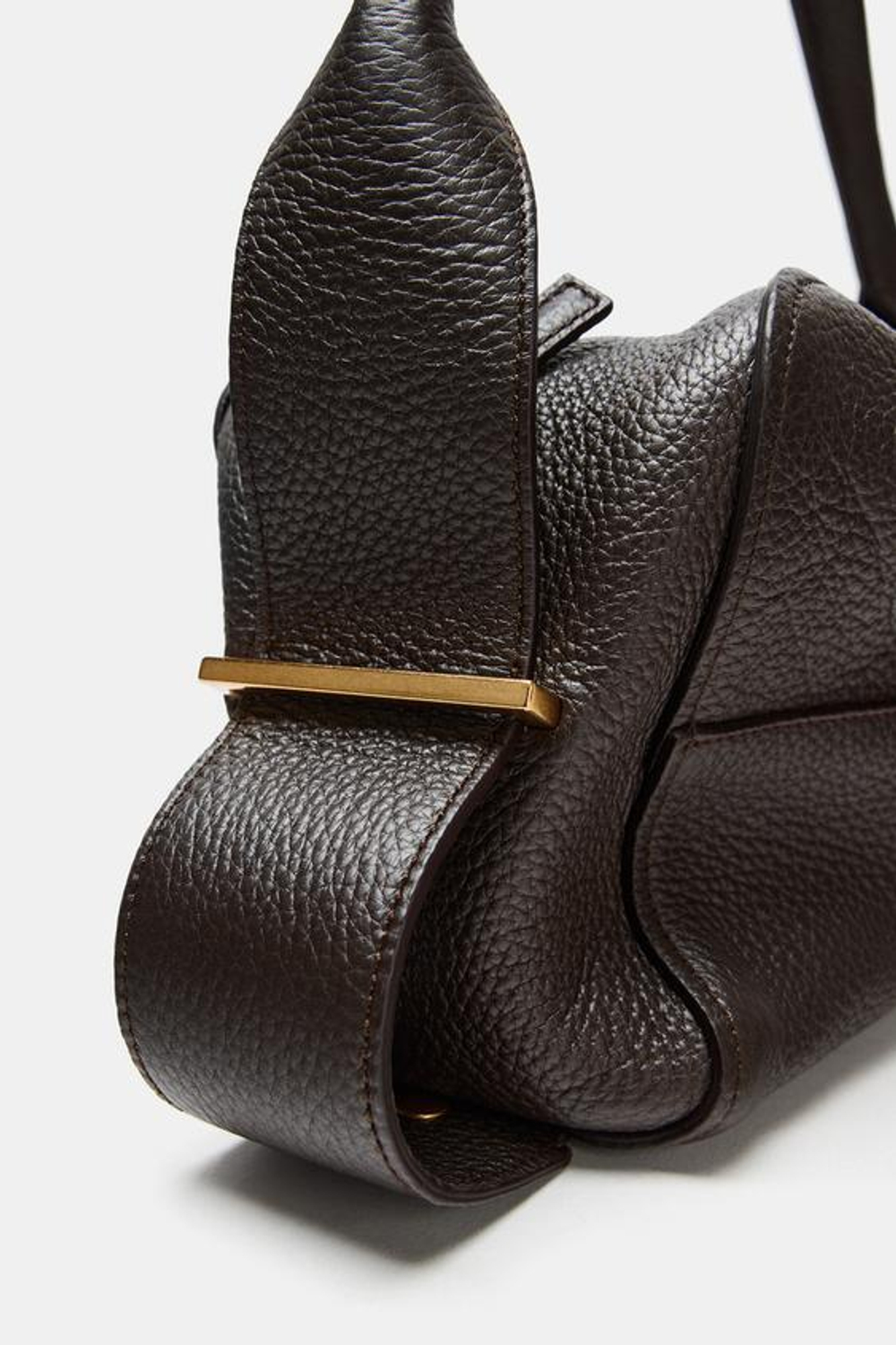 ZARA КОЖАНАЯ СУМКА С ПЛЕЧЕВЫМ РЕМНЕМ, КОРИЧНЕВЫЙ