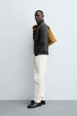 ZARA СВИТЕР С ВЫСОКИМ ВОРОТНИКОМ ИЗ СМЕСОВОЙ ШЕРСТИ, СЕРЫЙ МЕЛАНЖ