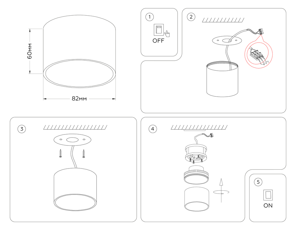 Накладной точечный светильник GX53 TN5358 WH белый GX53 D82*60