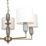 Люстра подвесная 5x40Вт Е14, металл/ткань/керамика, бронза, белый плафон,  дымчатый декоративный элемент