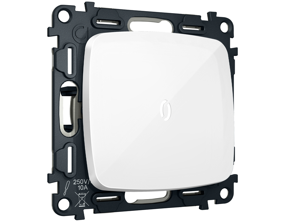 MO102015 Комплект механизма 1-кл выключателя с подсветкой 5600K OMEGA Белый глянец QUANT (OP1020, VM101, G14W)