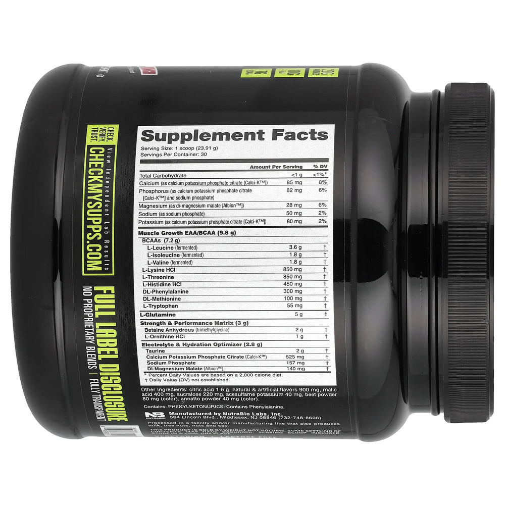 NutraBio, Intra Blast, заряд аминокислот во время тренировки, пунш из тропических фруктов, 717 г (1,6 фунта)
