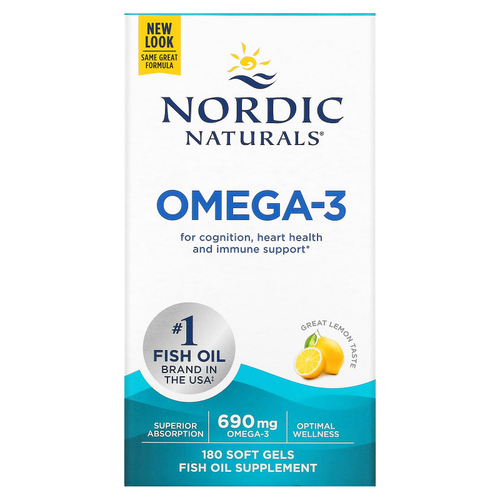 Nordic Naturals, омега-3, со вкусом лимона, 180 капсул (345 мг в 1 капсуле)