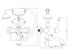 Смеситель для ванны Aksy Bagno  Faenza 401-Bronze схема