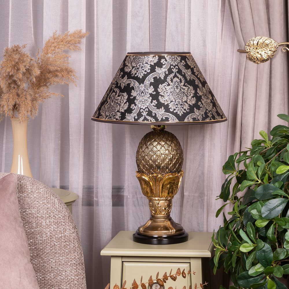 Настольная лампа Источник Энергии Бронза с абажуром №38 Vatican (Ватикан) Черный