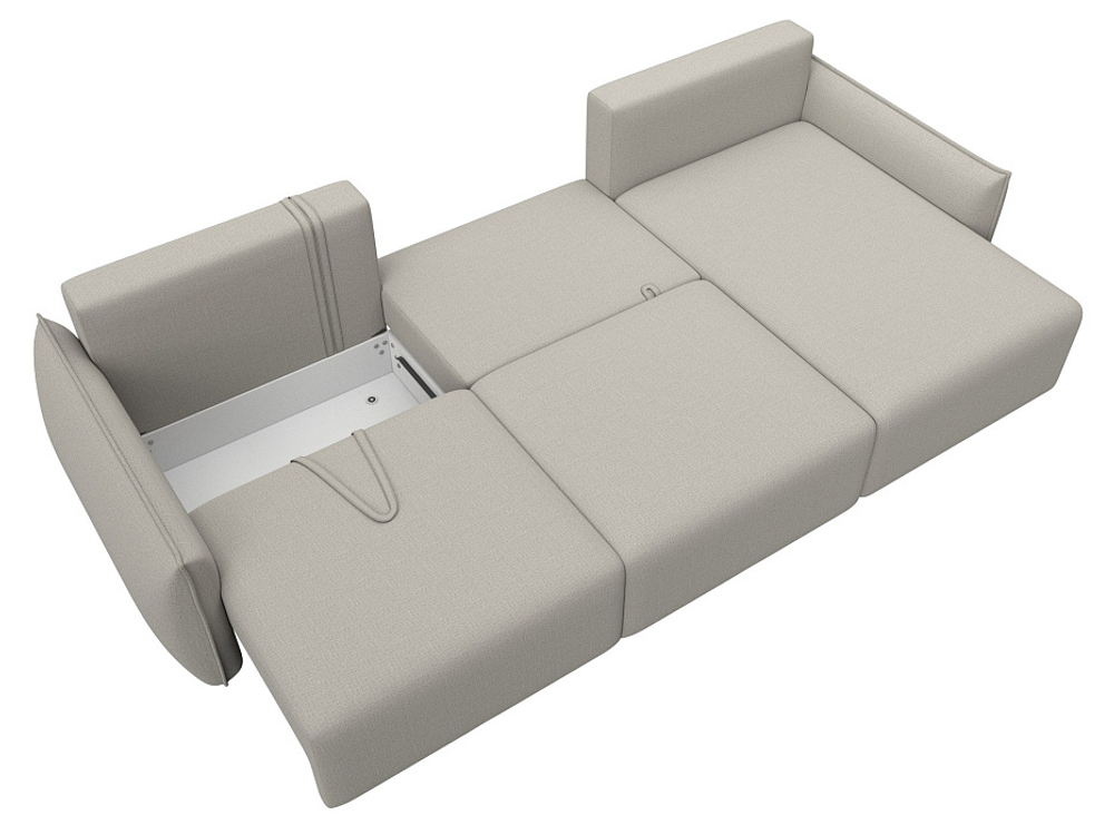 Диван угловой Лига-051 НПБ Лонг угол универсальный РОГОЖКА Амур 02 бежевый