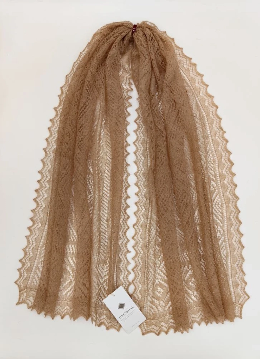 Оренбургский пуховый палантин А14060-08 темно-бежевый