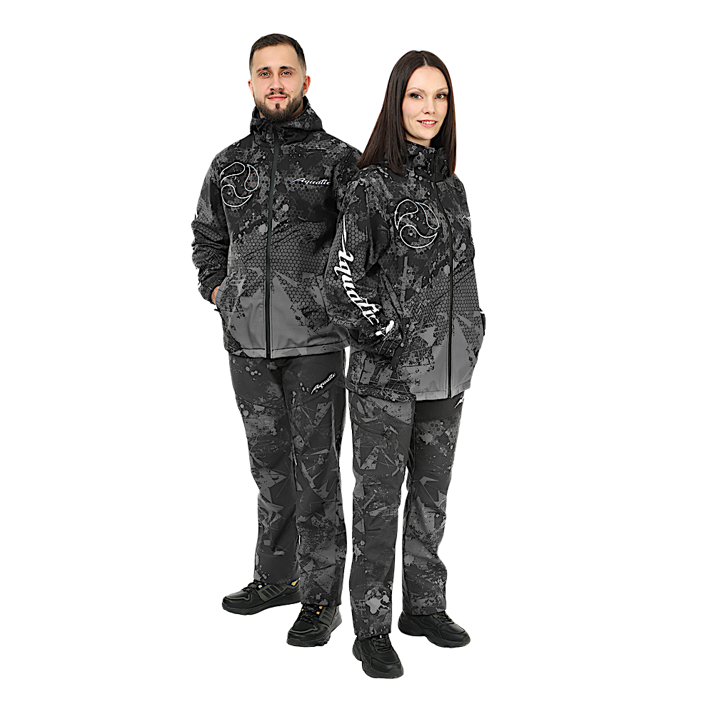 Костюм Aquatic К-23 цвет Camo Black фирменная печать Soft-Shell 10/10 -