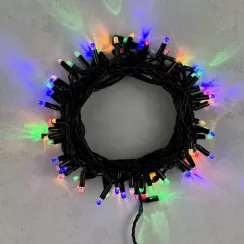 Светодиодная гирлянда с колпачком 100 разноцветных LED ламп 10 м., 220-230 В., черный провод ПВХ, IP65, LTC (PST100CAP-11-2M)