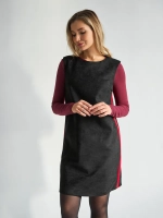 Платье сарафан офисное замшевое А силуэт с лампасами