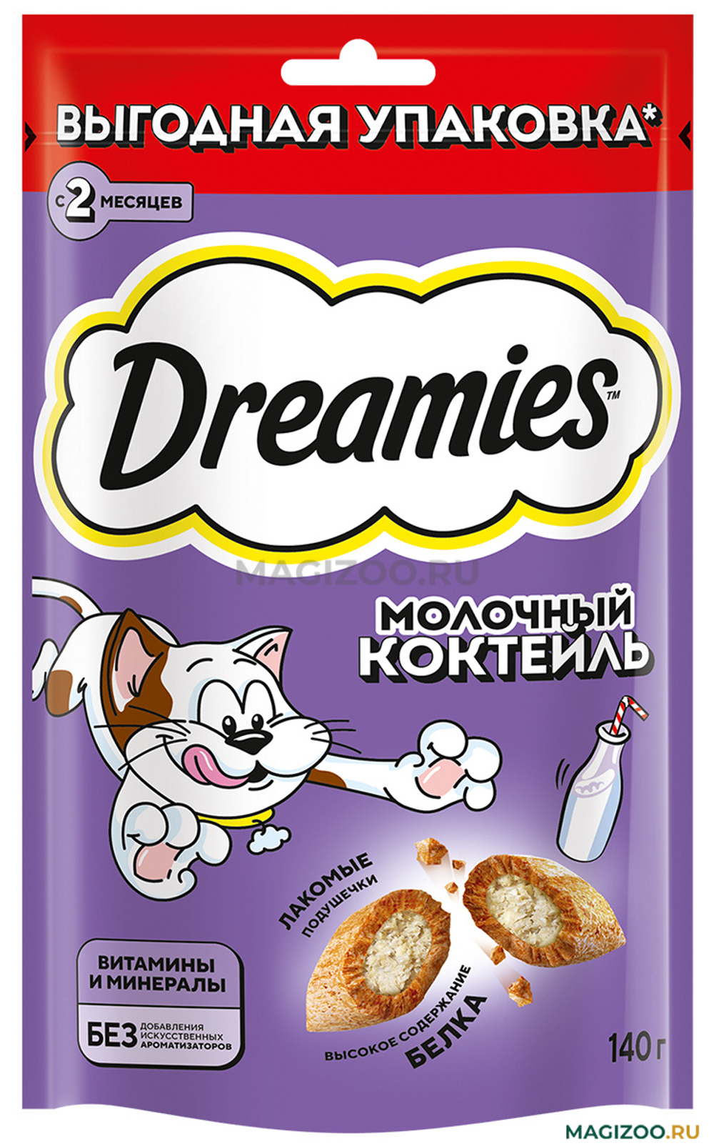 Dreamies лакомые подушечки молочный коктейль 140г