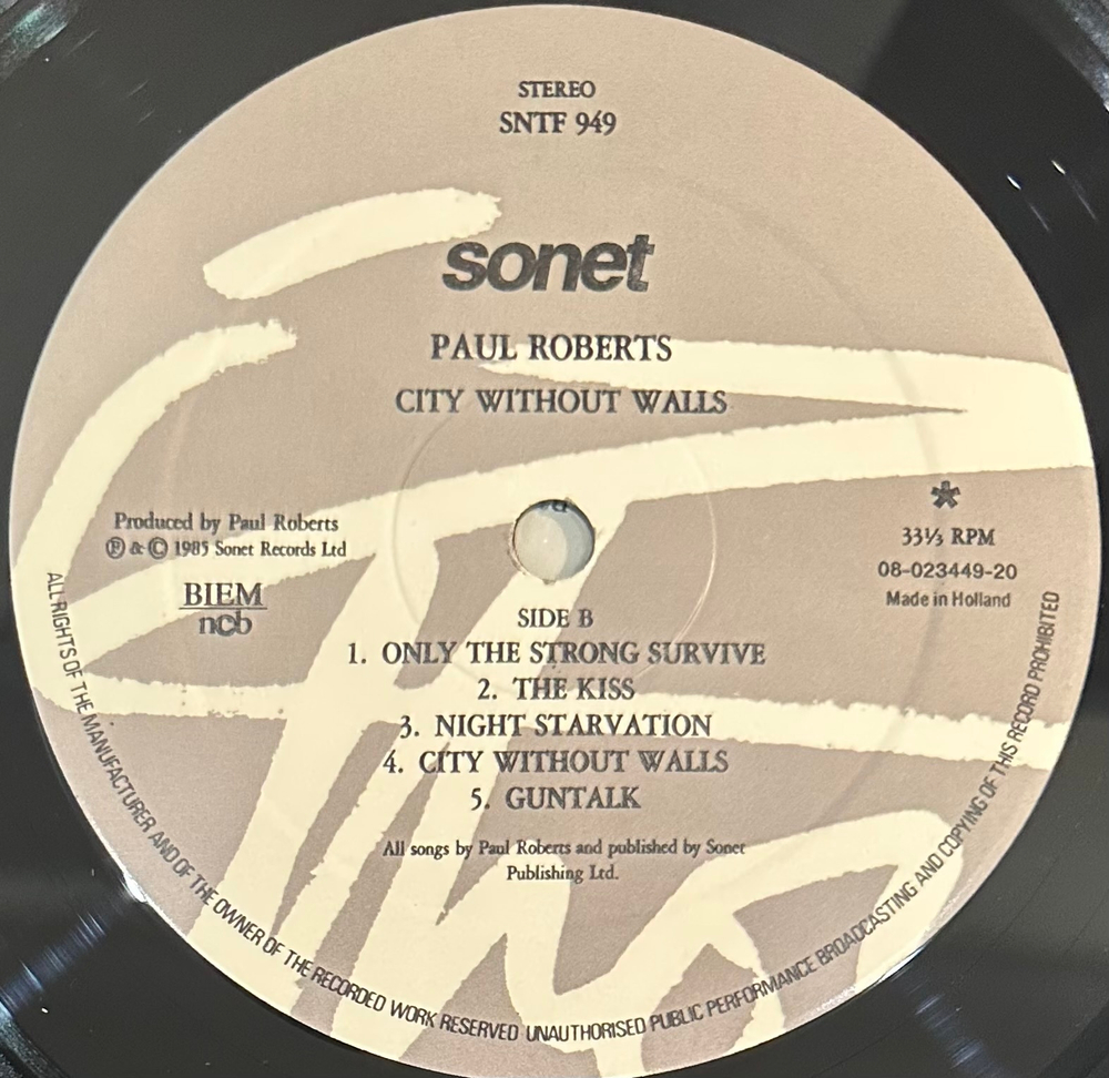 Paul Roberts - City Without Walls (Голландия 1985г.)