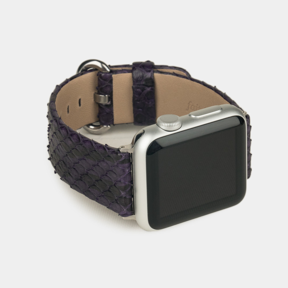Ремешок для Apple Watch 44/45/46 mm из кожи питона, фиолетового цвета
