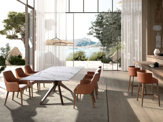 Барный стул 4158 из коричневой экокожи Испания