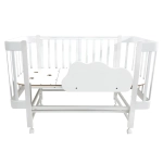 Кровать детская Indigo Italiano Baby продольный маятник на колесах белый-белый