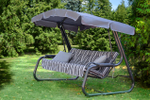 Качели садовые OLSA 3-х местные Мастак-2(каркас антрацит, м/э серый, белый рис.полоска)2 уп.