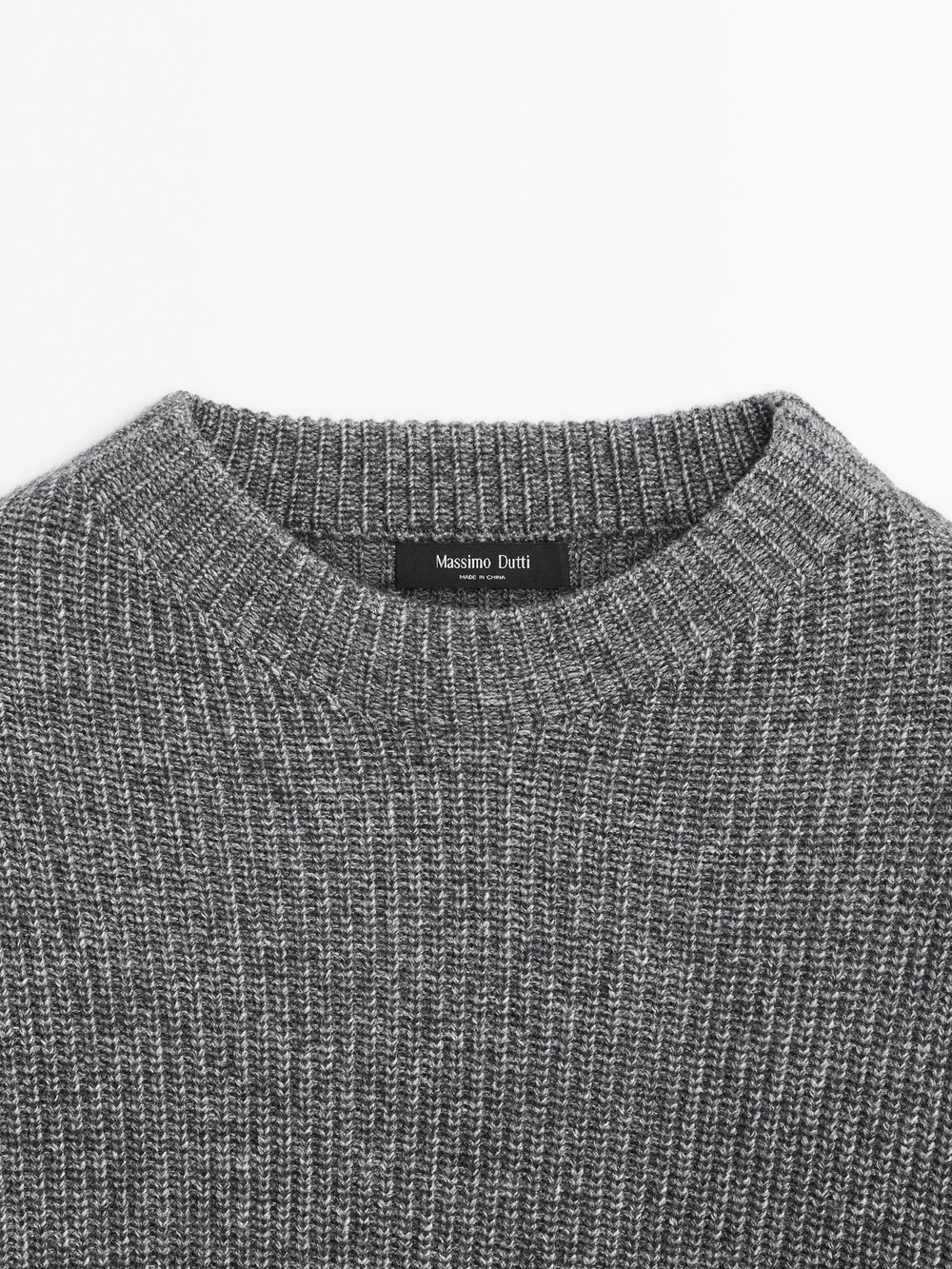 Massimo Dutti СВИТЕР ИЗ СМЕСОВОЙ ШЕРСТИ В РУБЧИК, СЕРЫЙ