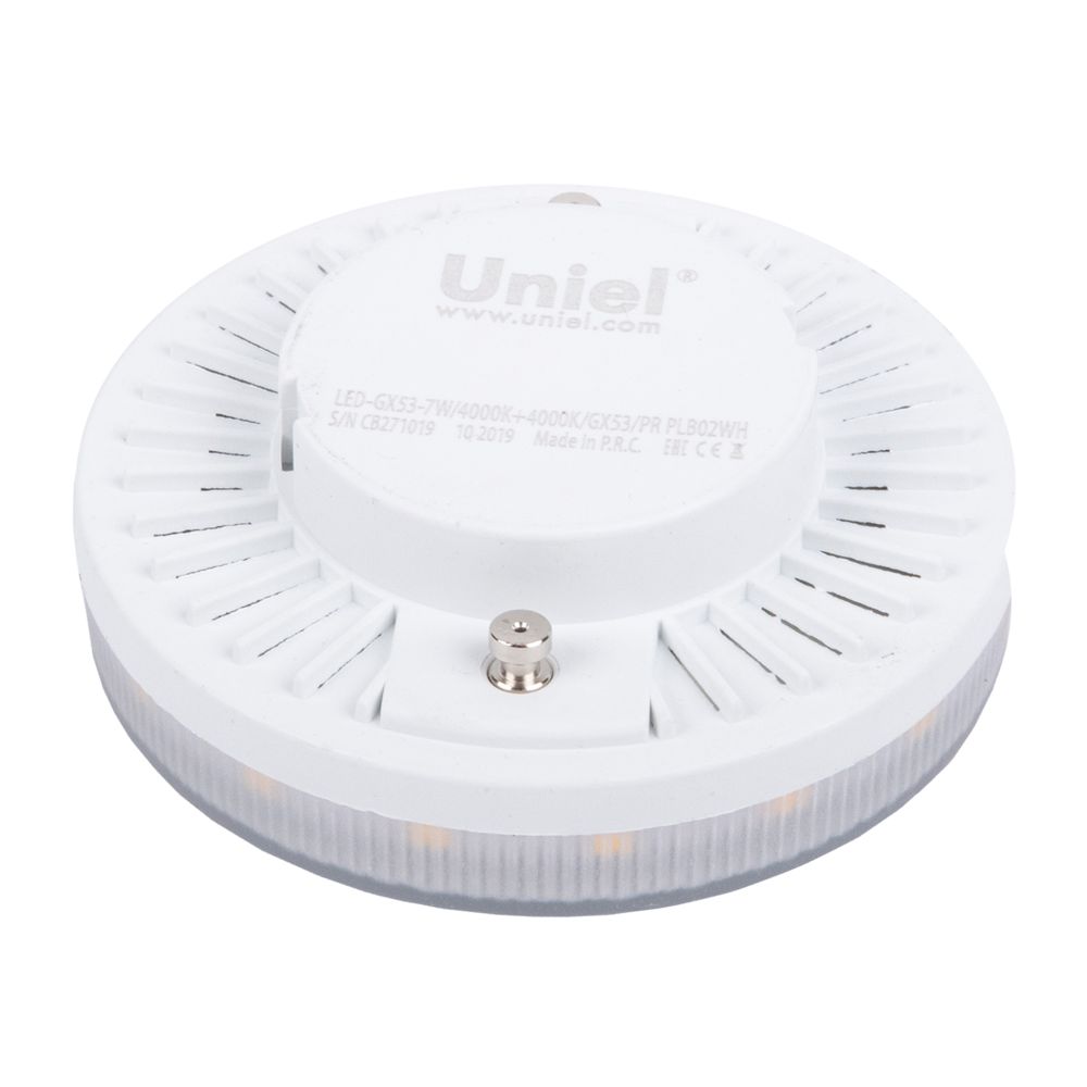 LED-GX53-7W-4000K+4000K-GX53-PR PLB02WH Лампа светодиодная. призма. Белый свет 4000K. Торцевая подсветка. Белый свет 4000K. Картон. ТМ Uniel.