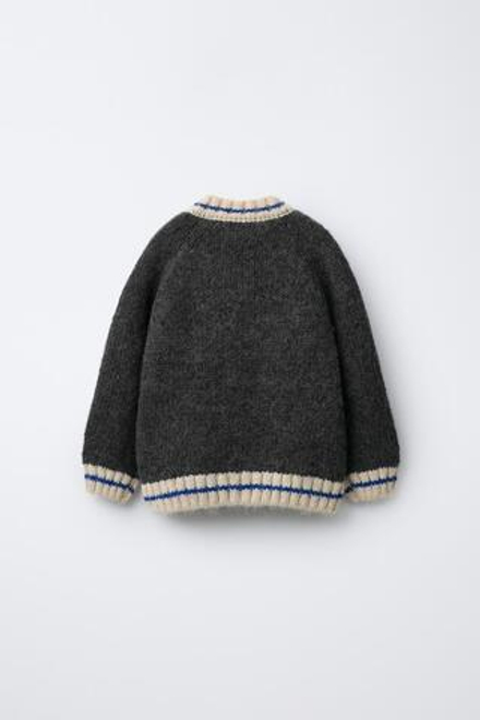 ZARA КАРДИГАН ИЗ СМЕСОВОЙ ШЕРСТИ С ЦИФРОВЫМ ПРИНТОМ, МАРЕНГО МЕЛАНЖ