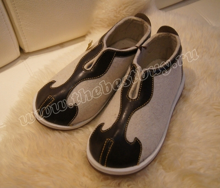 Тапочки из войлока с задником (с отделкой) - W2 (Монголия)