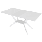 Стол деревянный MURANO 3 / МУРАНО 3, цвет белый матовый + столешница белое глянцевое закалённое стекло