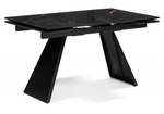 Стол стеклянный Woodville Хорсборо 140(200)х80х79 обсидиан, черный, ножки черные