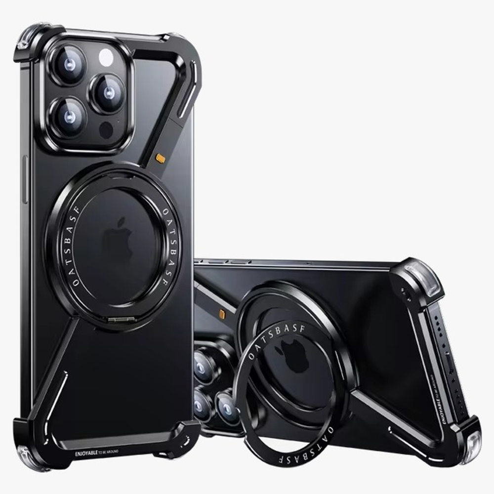 Чехол для iPhone 16 Pro Max Minimalist, 360 поворотная подставка алюминиевая