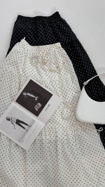 Юбка из хлопка с ярусами в горошек , в макси длине