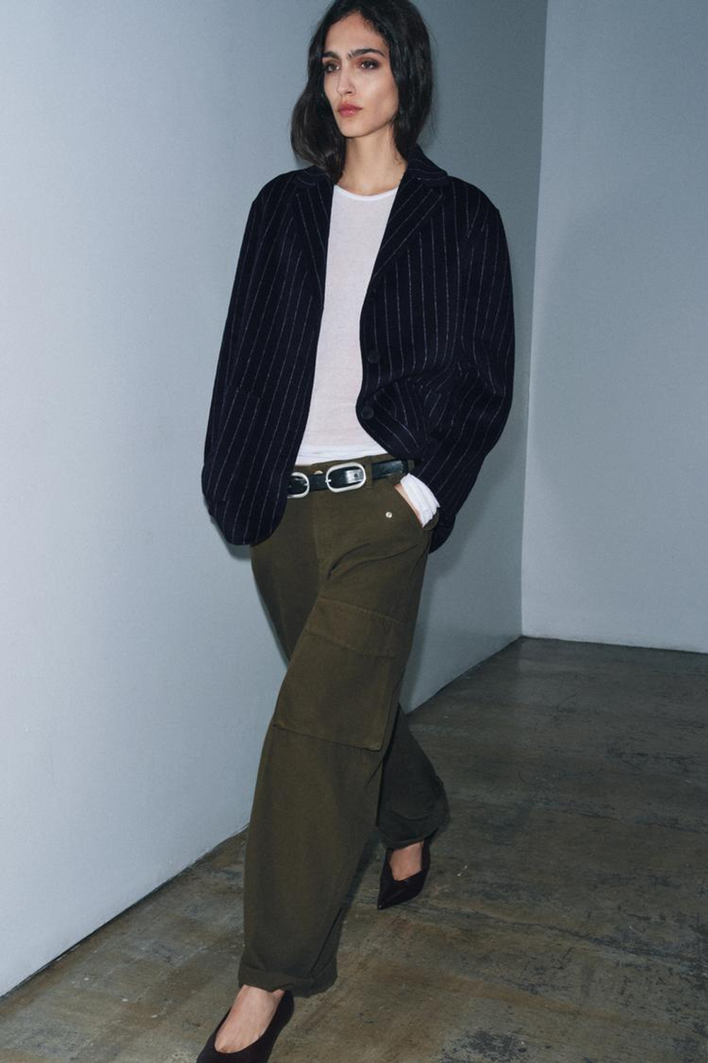 ZARA БЛЕЙЗЕР ИЗ СМЕСОВОЙ ШЕРСТИ — ZW COLLECTION, ПОЛОСКИ