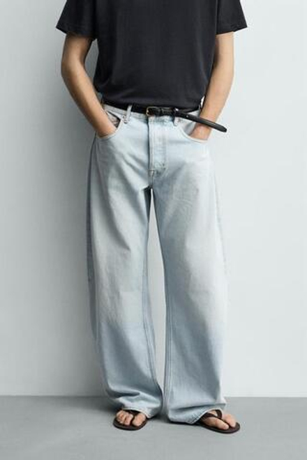 ZARA ДЖИНСЫ BALLOON FIT, ГОЛУБОЙ