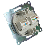 Розетка компьютерная 2-местная RJ-45 (механизм) STEKKER GLS00-7109-03 , серия Катрин, серебро 50005