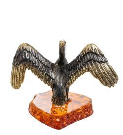 Народные промыслы AM-1474 Фигурка «Пеликан» (латунь, янтарь)