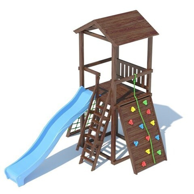 Детский спортивный комплекс TL A 1.1 деревянная крыша Бирюзовый