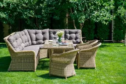 "Базелла" обеденная группа из искусственного ротанга, цвет соломенный