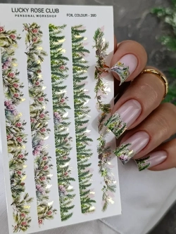 Lucky Rose Слайдеры наклейки для длинных ногтей 390