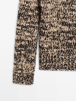 Massimo Dutti Свитер из смесового хлопка мулине, цвет верблюжьей шерсти