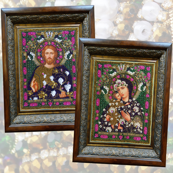 И19а-И20а Комплект наборов для вышивания Венчальная пара: Богородица Феодоровская и Лоза истинная