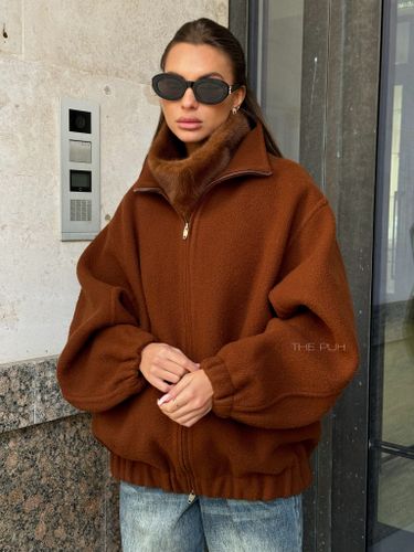 Шерстяной коричневый оверсайз бомбер