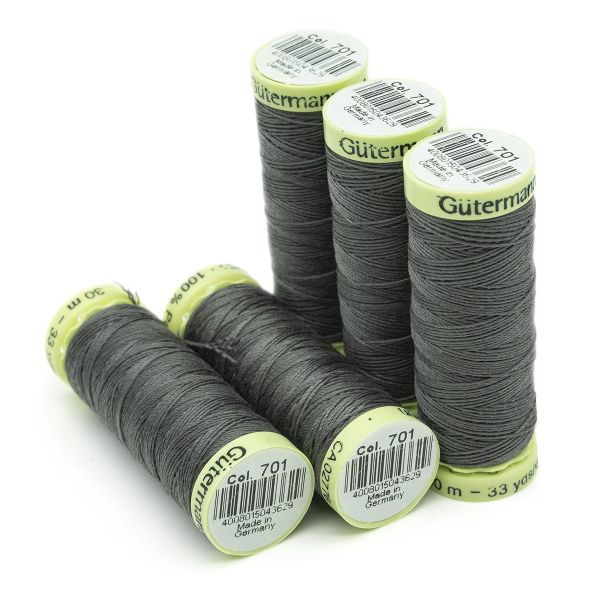 Нитки отделочные Gutermann Top Stitch 30 (30 метров), 5 кат. | 701 стальной серый