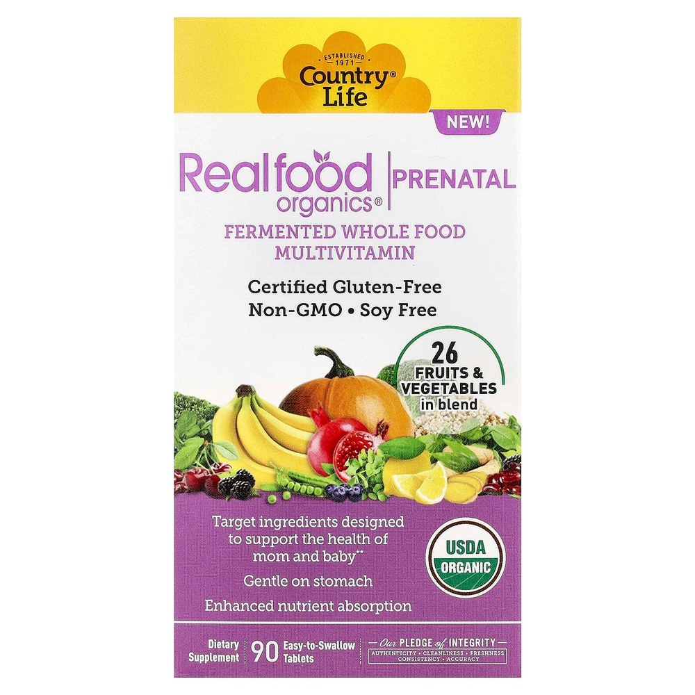 Country Life, Realfood Organics®, для беременных, 90 таблеток, которые легко глотать